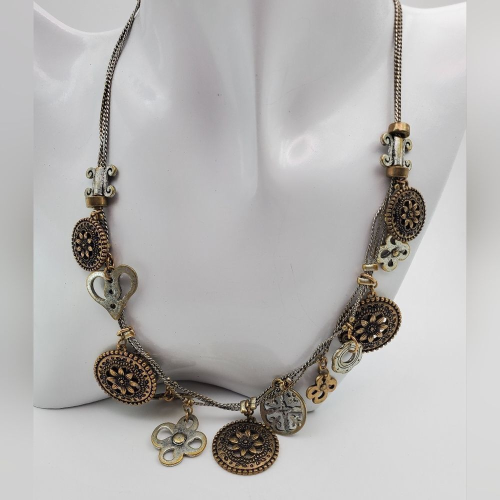 Steampunk sterling silver charm estate necklace unique N1012‎ customized unique
